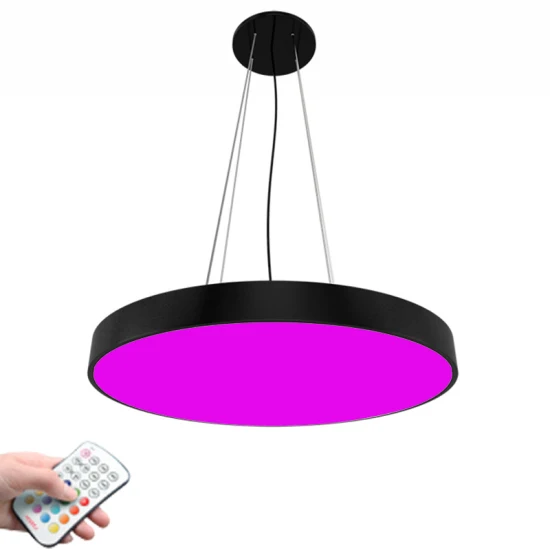 Lumière LED suspendue en forme de panneau rond de couleur RVB pour projets